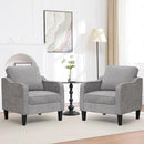 Accent Chairs Set of 2, Upholstered Living Room Chairs with Side Pockets, Mid Century Modern Reading Chair for Bedroom, Comfy Armchair Single Sofa Side Chair for Office, Small Room, Light Grey by CozyNest Decor