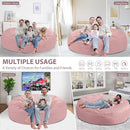 7FT Bean Bag Chair, Large Bean Bag Chairs with Memory Foam Filled, Fluffy Beanbag Sofa with Dutch Velvet Cover, Round BeanBag Chairs for Living Room, Playroom - Light Pink by TinyTreasures Baby Boutique