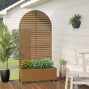 Casaphoria Metal Raised Garden Bed with Trellis and Wheels, 72"x35"x16" Arched Planter Box for Climbing Plants, Vegetables & Vines, Features Drainage Holes and Privacy Screen (Brown-Louvered) by GreenHaven Gardens