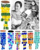 Bellaa 24896 Wind Chimes Outdoor, Garden Decorations, Musical, Indoor/Outside Windchimes, Beach, Ocean Breeze, Gifts for Mom, Gift for All Occasions, Capiz Sea Glass Shells Wood Yellow Green by CozyNest Decor