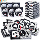 teytoy My First Soft Book, 6 PCS Nontoxic Fabric Cloth Activity Crinkle Black and White Books for Infants Boys and Girls Early Educational Toys Perfect for Baby Shower by TinyTreasures Baby Boutique