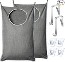 XL Hanging Laundry Hamper, Extra Large Tear-resistance Door Hamper with 2 Types Hooks for Dirty Clothes, Save Bathroom Space Hanging Laundry Bag (36.5x 22 Inch,Grey) by CozyNest Decor