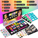 Face Painting Kit for Kids, 24 Colors Washable Face Paint, Safe for Sensitive Skin, Non-Toxic Professional Face Painting Kit, Halloween Birthdays Makeup Set with Stencils, Guide Book by TinyTreasures Baby Boutique