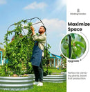 KING BIRD Raised Garden Bed with Arched Trellis Galvanized Planter Garden Box Outdoor for Gardening, Climbing Vegetables, Flowers 5.9x2.95x0.98 Ft 2PCS, Silver by GreenHaven Gardens