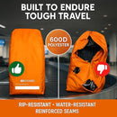 ONGUARD Waterproof Single and Double Stroller Bag for Airplane - Travel Stroller Cover for Air Travel and Storage - Gate Check Bag Backpack- Baby Airplane Essentials - Orange by TinyTreasures Baby Boutique