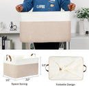 DULLEMELO Extra Large Baskets for Organizing, 22" X 15" X 13" Rectangle Fabric Storage Bins, Foldable Blanket Basket Living Room, Large Kids Toy Storage Organizer Bins, Baby Basket Gift (White&Khaki) by TinyTreasures Baby Boutique
