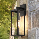 mirrea 18" Classic Outdoor Wall Sconce 1 Light in Matte Black Rectangular Metal Frame and Clear Glass Shade Waterproof Porch Light Patio Light Pack of 2 by CozyNest Decor