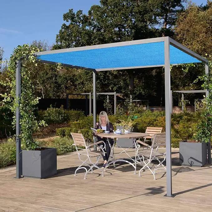 Eden's Decor Straight Flat-Edged Sun Shade Sail Rectangular 7' x 14' Blue UV-Blocking Outdoor Canopy Fabric Cloth Awning for Pergola Patio Garden Backyard Custom Size, photo 7 of 9