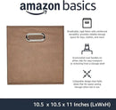 Amazon Basics Collapsible Cube Storage Organizer Bins, 6-Pack, 10.5 x 10.5 x 11 inches, Taupe by CozyNest Decor