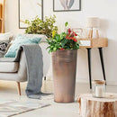 KOL 22''H 2-Pack Planter with Water Level Indicator - Galvanized Steel Pot - Self Watering Planters Flower Pot for Plant - Inner Pot Design - Round Metal Planter Box - Indoor Outdoor Planting - Bronze by CozyNest Decor