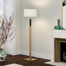 Henn&Hart Two-Tone Floor Lamp with Fabric Shade in Brass/Black/White, for Home, Living Room, Bedroom, Entertainment Room, Office, Kitchen, Dining by CozyNest Decor