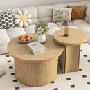 Set of 2 Nesting Coffee Tables Farmhouse,Round Coffee Table Living Room,Wood Finish Coffee Table Set, Small Coffee Tables, Sofa Side Living Room Bedroom Coffee Side Table (Large Size - Set) by CozyNest Decor