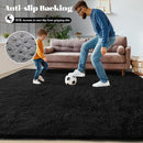 2x6 Runner Rug for Bedroom: Fluffy Shag Soft Washable Rugs Small Fuzzy Plush Indoor Carpet for Hallway Bedside Dorm Kids Girls Boys Room (Black, 2'x6') by TinyTreasures Baby Boutique