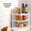 Cabinet Organizer Shelf - Bamboo Corner Rack for Kitchen Counter, Cabinet Space Saver for Plates, Dishes, Bowls, Bread Pantry, Bathroom Storage or Countertop Stand, White by CozyNest Decor