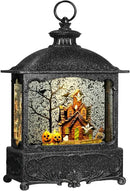 Halloween Snow Globe Lantern Ghost Snow Globe Halloween Decorations for Home Haunted House Pumpkin Ghost Tree Crow Rip Dancing Bats with Timer, USB and Battery Powered 12 inch by CozyNest Decor