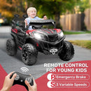 ANPABO 24V 4X4 Ride on Car Truck w/Remote Control, 4WD/2WD Switchable Kids UTV, 19" Spacious Seat, 4 Shock Absorbers, Soft Start, Music Player, Electric Car for Kids Ages 3+(Red) by TinyTreasures Baby Boutique