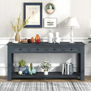 Solid Wood Console Table, Long Sofa Table Entryway Table with 4 Drawers and Bottom Shelf for Hallway Living Room Couch Table,Fully Assembled (63" Navy) by CozyNest Decor