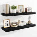Marsmiles 31.5" Floating Shelves for Wall, Wooden Shelves with Invisible Brackets Set of 2, Rustic Farmhouse Wall Mounted Shelf for Kitchen Bathroom Living Room Study, Black by CozyNest Decor
