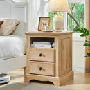 T4TREAM Nightstand with Charging Station, 18 Inch Vintage End Table with 2 Drawers, Wood Rustic Sofa Side Table with Open Storage Shelf for Bedroom, Living Room, Natural Oak by CozyNest Decor