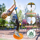 Tree Swing Rainbow Climbing Rope, Heavy Duty Swing Disc Seat Replacement for Kids with Hanging Strap and Platform Carabiners Indoor/Outdoor Playground Accessories (Orange) by TinyTreasures Baby Boutique