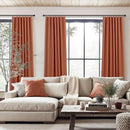 Patio Sliding Glass Doors Curtains 108 Inches Long 2 Panel Blackout Linen Textured Bohemian Autumn Fall Decorations Hippie Decorative Thermal Drapes for Summer Heat Light Blocking Black Out Terracotta by CozyNest Decor
