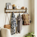 BAMEOS Coat Rack Wall Mount, Large Wooden Coat Hooks with Shelf, 35" L, 7 Dual Metal Hooks for Entryway, Bathroom, Kitchen, Living Room, Bedroom by CozyNest Decor