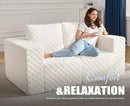 Modular Sectional Sofa 2 Seater Loveseat Modular Couch with Deep Seat Memory Foam Cloud Chair with Pillows Oversized Sectional Sofa for Living Room Bedroom (Plush White, Loveseat) by CozyNest Decor
