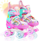 4-Pejiijar Rainbow Unicorn Kids Roller Skates for Girls Toddler Ages 2-4 5-8 8-12,Adjustable Roller Shoes with Luminous Wheels for Birthday Xmas Gifts by TinyTreasures Baby Boutique