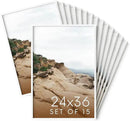 HAUS AND HUES 24x36 White Metal Picture Frames - Features Premium Aluminum, Vertical & Horizontal Hang, Shatterproof Plexiglass - For Home, Room, Office (24x36 in, White, Set of 15) by CozyNest Decor
