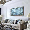 Large Blue Wall Art Decor Modern Framed Wall Picture for Living Room Bedroom Office Decor Floral Canvas Art Prints Botanical Wall Picture Abstract Peony Flower Horizontal Artwork Ready to Hang 48x24 by CozyNest Decor