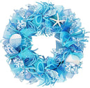 24 Inch Coastal Seashell Large Wreath with Natural Starfish & Scallops Shell, Blue Beach Style Front Door Wreath with for Spring Summer, Farmhouse Rustic Indoor Outdoor Home Wall Wedding Decor by CozyNest Decor