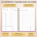 Cute Daily Planner Undated & To Do List Notebook for Work: With Hourly Schedule, 80 days Day on a Page Planner for Life Tasks - Day & Hour Agenda, Organizer Journal For Women or Men Purple by TinyTreasures Baby Boutique