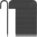 16 Inches 24-Pack J Hook Rebar Stakes Heavy Duty Tent Stakes with Chisel Point End, Steel Ground Anchors Metal Garden Stakes Chain Link Fence Stakes Black Coated by CozyNest Decor