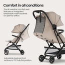 Mompush Velo Lightweight Travel Stroller – One-Hand Fold, Ultra-Compact & Airplane Friendly, Lie-Flat Recline Seat (from Birth to 50 lbs), Includes Cup Holder, Shoulder Strap, and Leather Bumper Bar by TinyTreasures Baby Boutique