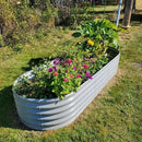 1 Pack 8x3x1.5FT Galvanized Raised Garden Bed Kit Oval Metal Ground Planter Box Outdoor Bottomless Planter Raised Beds for Vegetables Flowers Herbs Fruits, Gray by CozyNest Decor