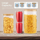 Extra Large Glass Flour and Sugar Storage Containers with Airtight Lid,132 floz x1 & 65 floz x1 [Set of 2] Big Glass Jars with Bamboo Lids, Air Tight Food Jar for Cereal, Pasta, Rice, Coffee by CozyNest Decor