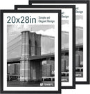 20x28 Picture Frame Set of 3 - Black Woodgrain, Solid Wood Gallery Poster Frame - Wall Hanging by CozyNest Decor