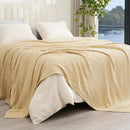 PHF Cooling Waffle Blanket Twin Size, Lightweight 60% Rayon Derived from Bamboo & 40% Cotton Breathable Blanket for Hot Sleepers, Soft and Luxury for Bed Couch and Sofa, 66"x90", Beige by CozyNest Decor