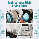 Dish Drying Rack in Sink, Over The Sink Colander Strainer Basket, Stainless Steel Strainer Basket with Expandable Rubber Grip Handles for Vegetables, Fruits, Home Kitchen Essentials, Black by CozyNest Decor