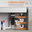 1/2 HP Garbage Disposals, TECASA Continuous Feed, Stainless Steel Food Waste Grinding System for Kitchen Sink Food Waste, Power Cord Included, Black - HyperCrush 50 by CozyNest Decor