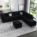 Belffin Modular Sectional Sofa with Storage Chaises Sleeper Couch 8 Seat Sectional Sofa Bed Black by CozyNest Decor