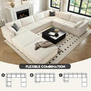 157.5" Cloud Couch Oversized Modular Sectional Sofa for Living Room,Modern Sofa with Deep Seat，8 Seater Boneless Couch with 2 Ottoman,Comfy Upholstered Couches for Apartment, Studio, Office,White by CozyNest Decor