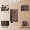 Tilt Out Laundry Hamper Cabinet, 10 Gallon Farmhouse Trash Can Cabinet with Drawer, Hidden Wood Garbage Can Bin Cabinet with Laundry Storage Basket for Bathroom, Kitchen, Brown by CozyNest Decor