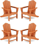 KINGYES HDPE Adirondack Chair Chair Set of 4, Classic All-Weather Adirondack Chair, Orange by GreenHaven Gardens
