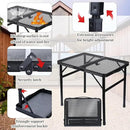 Folding Grill Table Metal Portable Camping Table with Mesh Desktop Lightweight & Foldable Height Adjustable Black Picnic Table for RV, BBQ Outside Inside by GreenHaven Gardens