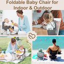 Baby Travel Booster Seat with Double Tray, BabyBond Upgraded Toddler Portable Baby Chair, Booster Seat for Dining Table, Stable and Foldable Booster Baby Chair for Indoor/Outdoor (Grey) by TinyTreasures Baby Boutique