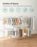 SONGMICS Clothes Drying Rack, Foldable 2-Level Laundry Drying Rack, Free-Standing Laundry Airer, with Height-Adjustable Wings, 33 Drying Rails, Sock Clips, Silver and White ULLR053W01V1 by CozyNest Decor