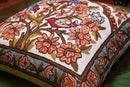 Tree of Life Pillow Cover - Gold Birds & Floral Suzani Cushions - Designer Flower Pillows - Modern Hand Embroidered Wool - Size 18x18 by CozyNest Decor