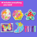EZCRA Premium Foil Edge Lacing Cards for Kids Ages 3-6 | 5 Double-Sided Fairy Sewing Cards with Multilingual Learning | Durable Cardboard Fine Motor Skills Activity Kit by TinyTreasures Baby Boutique