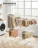 SONGMICS Clothes Drying Rack, Foldable 2-Level Laundry Drying Rack, Free-Standing Laundry Airer, with Height-Adjustable Wings, 33 Drying Rails, Sock Clips, White and Pink ULLR053P01V1 by CozyNest Decor